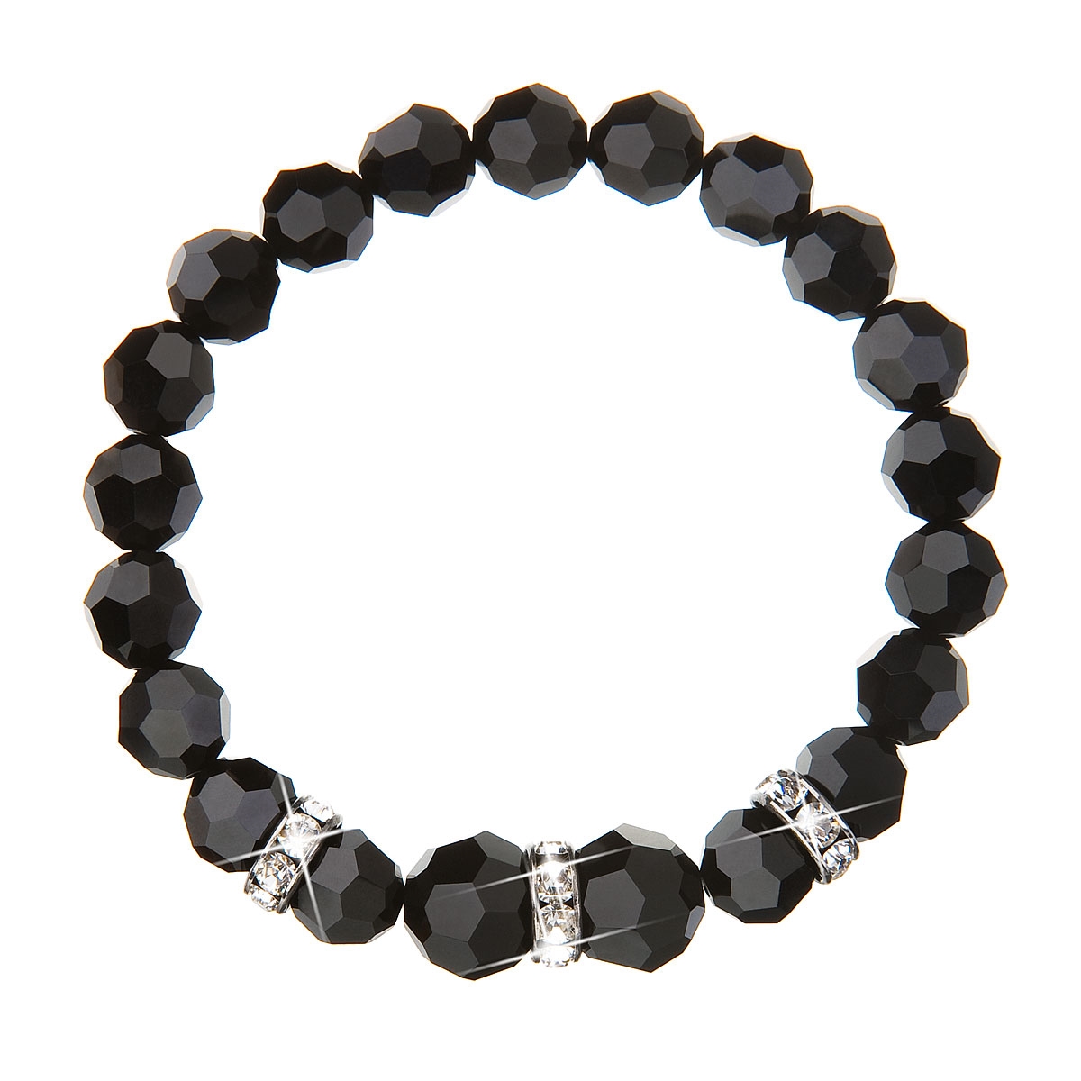 Náramok s korálkami Crystals from Swarovski ® Jet Black