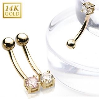 Zlatý piercing do obočí - zirkon, Au 585/1000 růžová ZL01109P-YG
