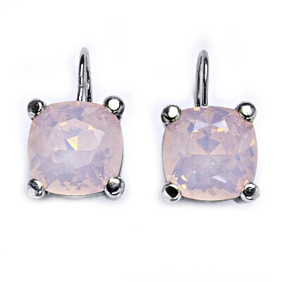 Strieborné náušnice s kameňmi Crystals from Swarovski ®, farba: ROSE WATER OPAL