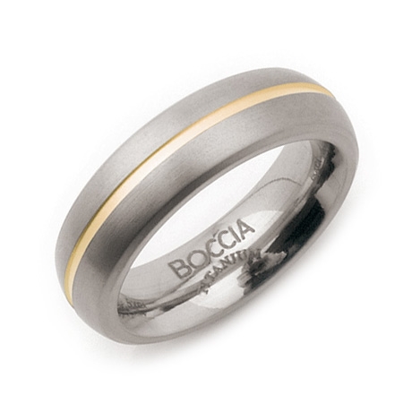 Titánový prsteň s pozlátenou drážkou BOCCIA® 0102-03