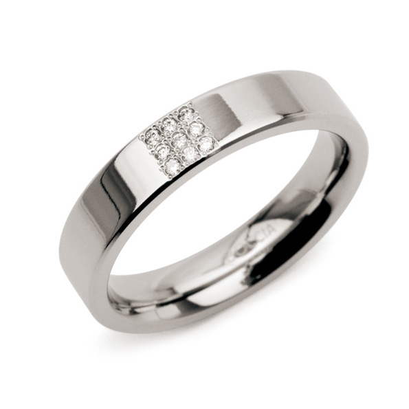 Dámsky titánový prsteň s diamantmi lesklý BOCCIA® 0121-02
