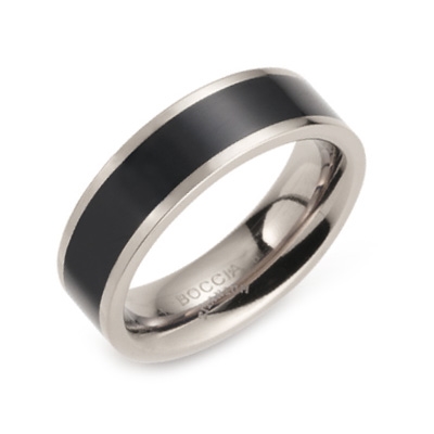 Titánový prsteň BOCCIA® s čiernym smaltom 0123-07