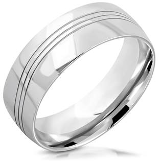 Šperky4U Ocelový snubní prsten, šíře 8 mm, vel. 67 - velikost 67 - OPR0107-67