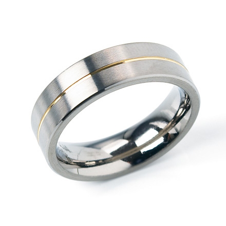 Titánový prsteň s pozlátenou linkou BOCCIA® 0101-21