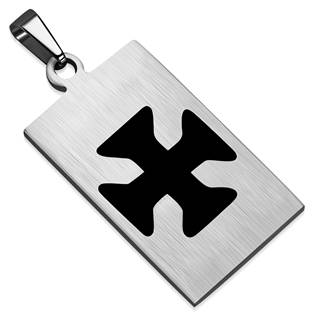 Šperky4U Ocelový přívěšek - destička maltézský kříž 18 x 28 mm - DR1225