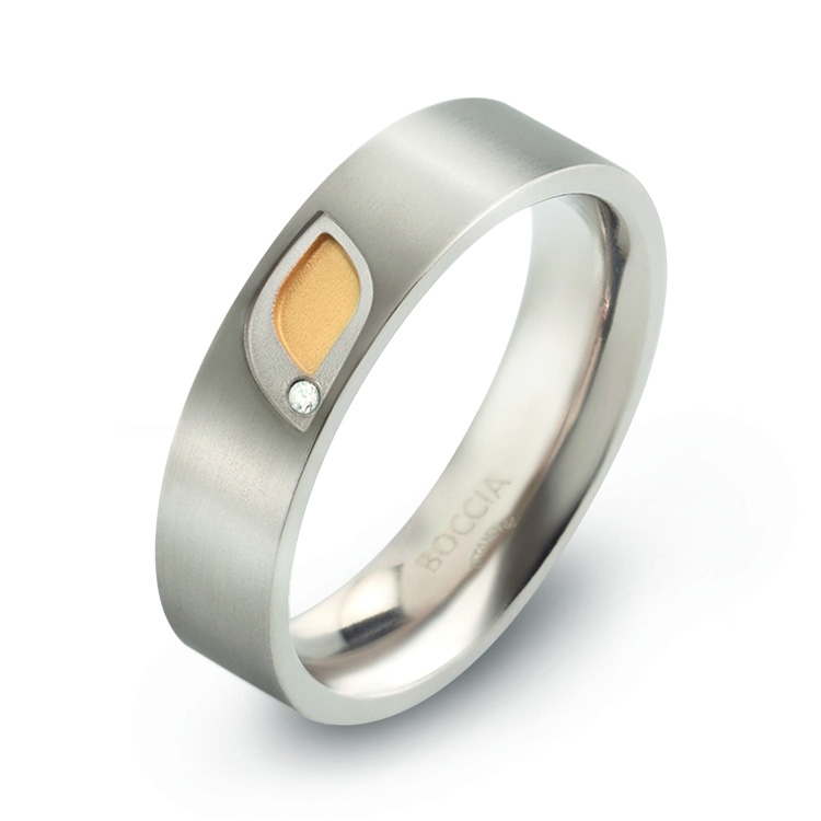 Titánový snubný prsteň BOCCIA® s diamantom 0146-01
