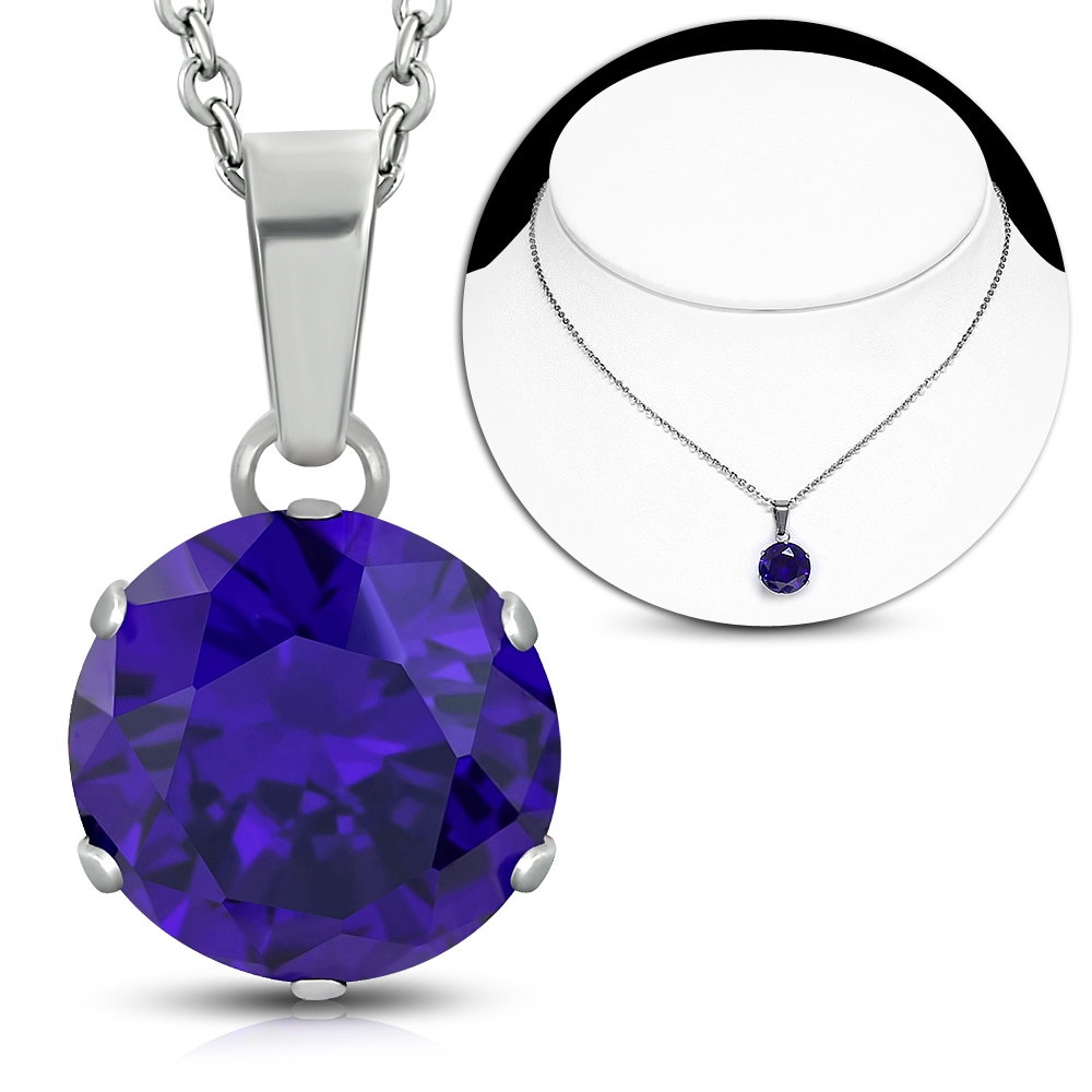 Oceľový náhrdelník s modrým kameňom