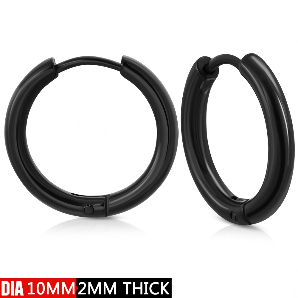 Čierne oceľové náušnice - kruhy 10 mm