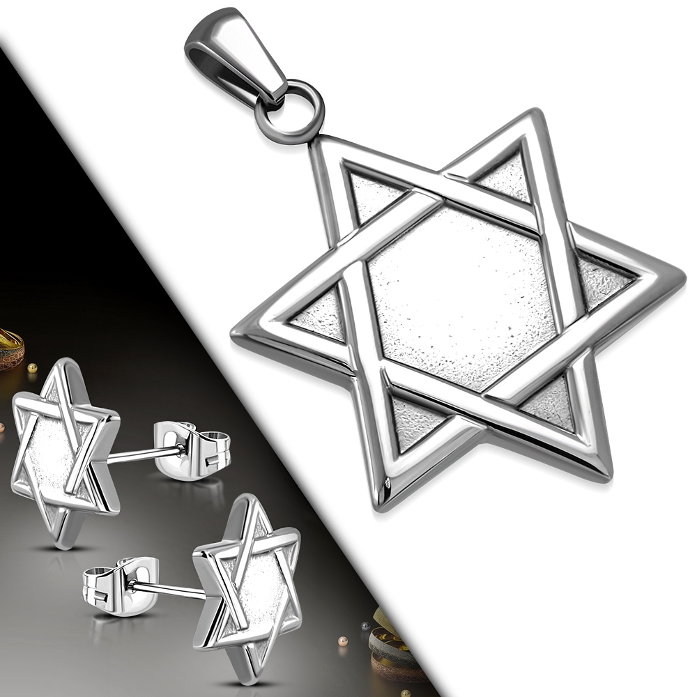 Súprava šperkov z chirurgickej ocele - židovská hviezda