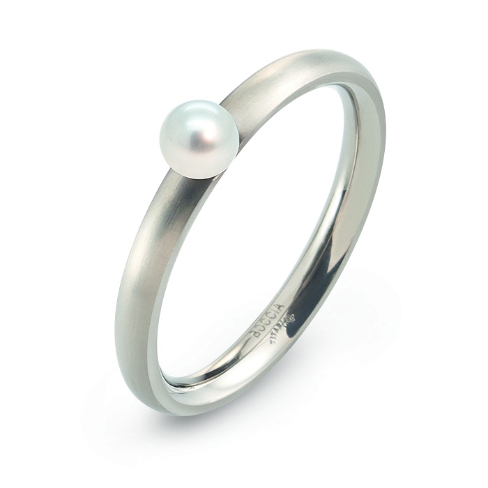 Titánový prsteň s perlou BOCCIA® 0145-01
