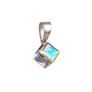 Strieborný prívesok s kryštálom Crystals from Swarovski ®, kocka Crystal AB