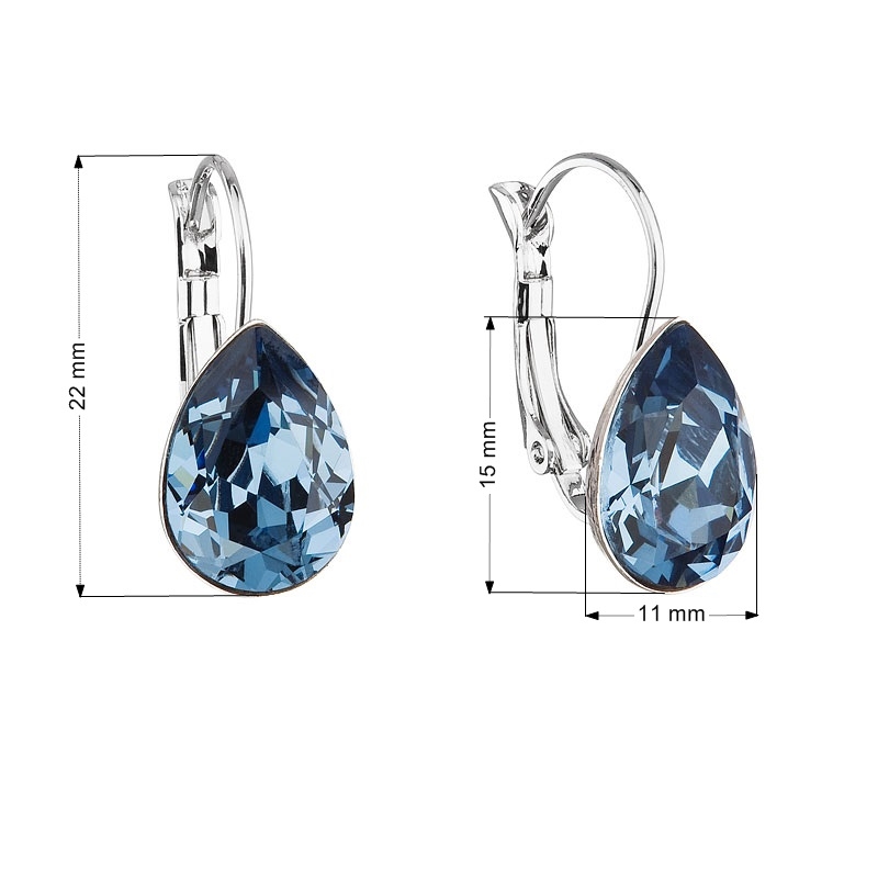 Náušnice bižutéria so Swarovski kryštálmi slza, Denim Blue