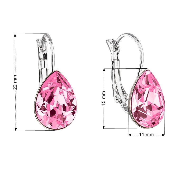 Náušnice bižutéria so Swarovski kryštálmi slza, Rose