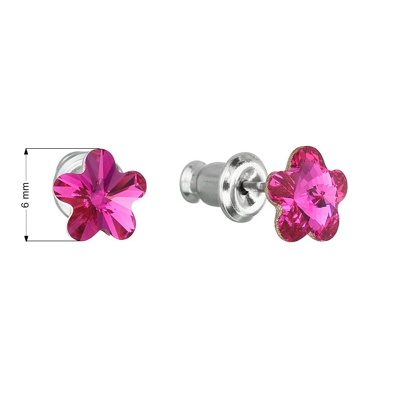 Náušnice bižutéria so Swarovski kryštálmi, Fuchsia