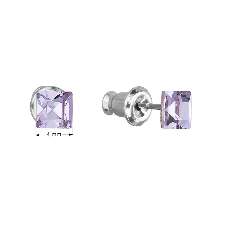 Náušnice bižutéria so Swarovski kryštálmi fialová štvorec violet