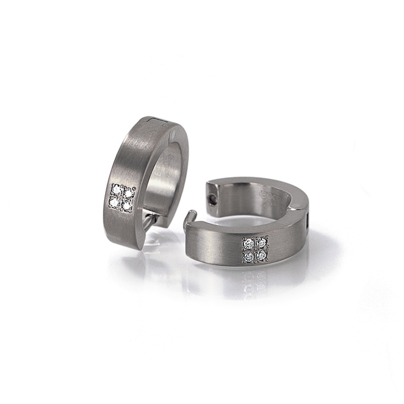 Titánové náušnice krúžky s diamantmi BOCCIA® 0510-07