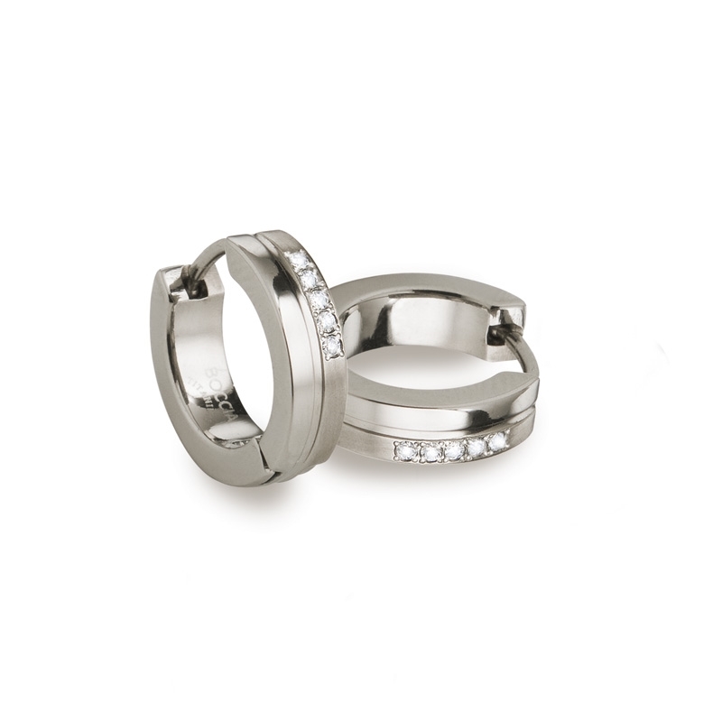 Titánové náušnice krúžky s diamantmi BOCCIA® 0510-11