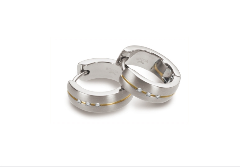 Titánové náušnice krúžky s diamantmi BOCCIA® 0539-10