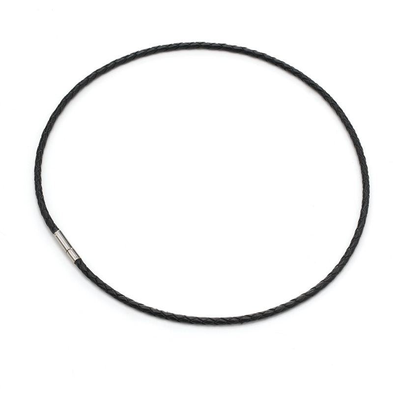 Čierny kožený splietaný náhrdelník BOCCIA® 0835-0145, dĺžka 45 cm