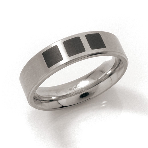 Titánový prsteň s čiernym smaltom BOCCIA® 0101-15