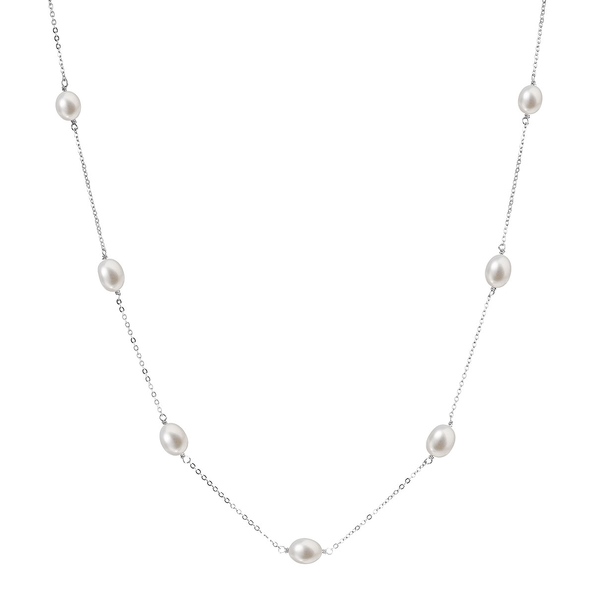 Perlový náhrdelník z pravých říčních perel bílý EG4221