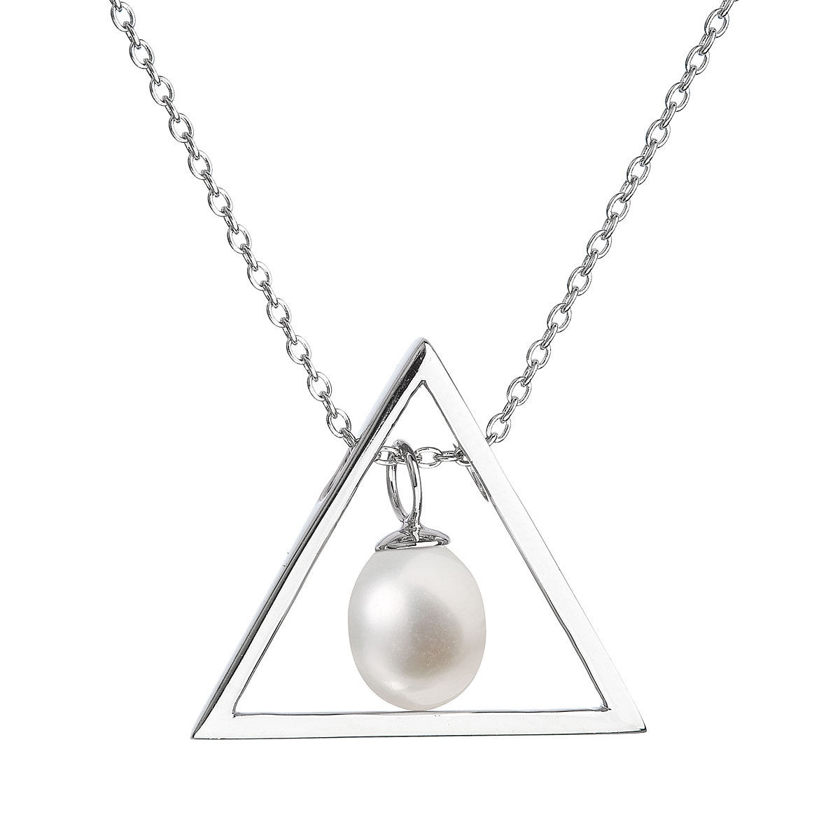 Perlový náhrdelník trojúhelník se říční perlou EG4216