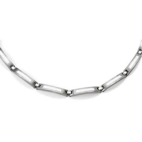 Titánový náhrdelník BOCCIA® s bielym smaltom 0806-05