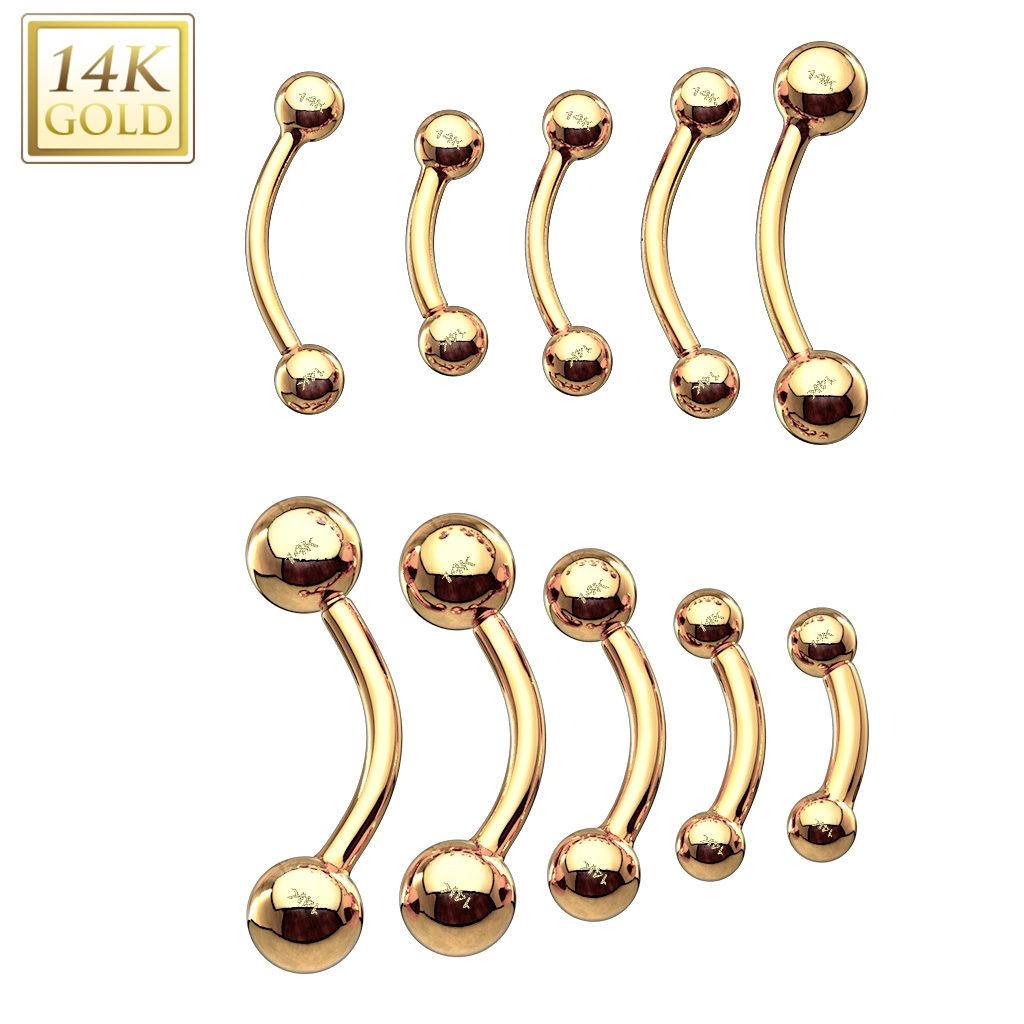 Zlatý piercing do obočí - kuličky, Au 585/1000 ZL01107-1206-YG