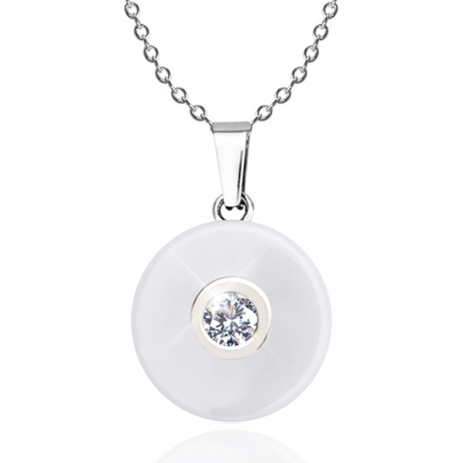 Biely keramický náhrdelník so zirkónom