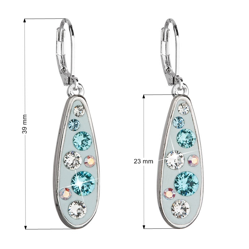 Náušnice bižutéria so Swarovski kryštálmi kvapka, Turquoise