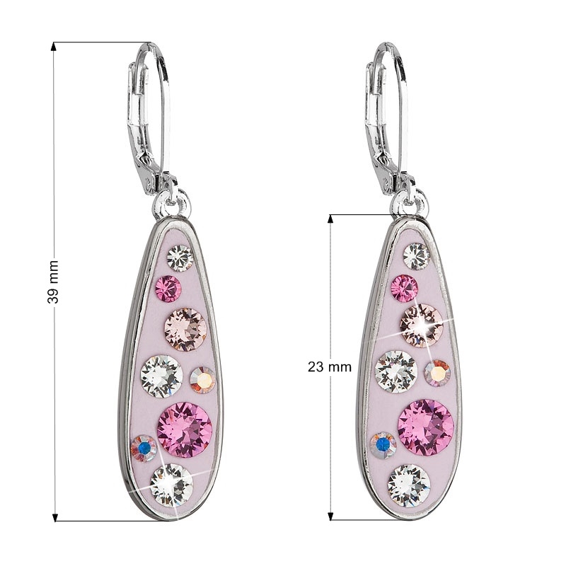 Náušnice bižutéria Swarovski kvapka, Rose