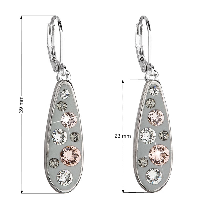 Náušnice bižutéria so Swarovski kryštálmi kvapka, Light Peach
