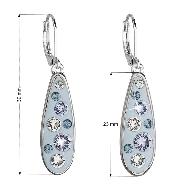 Náušnice bižutéria so Swarovski kryštálmi kvapka, Denim Blue