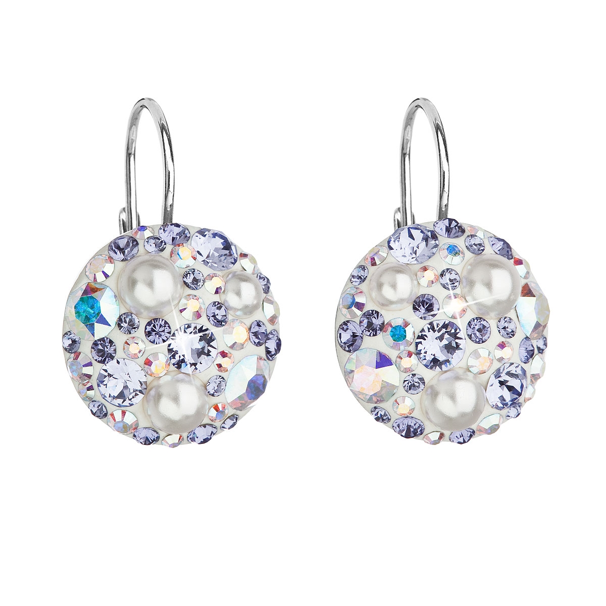 Strieborné závesné náušnice s kryštálmi Crystals from Swarovski ®, Tanzanite AB