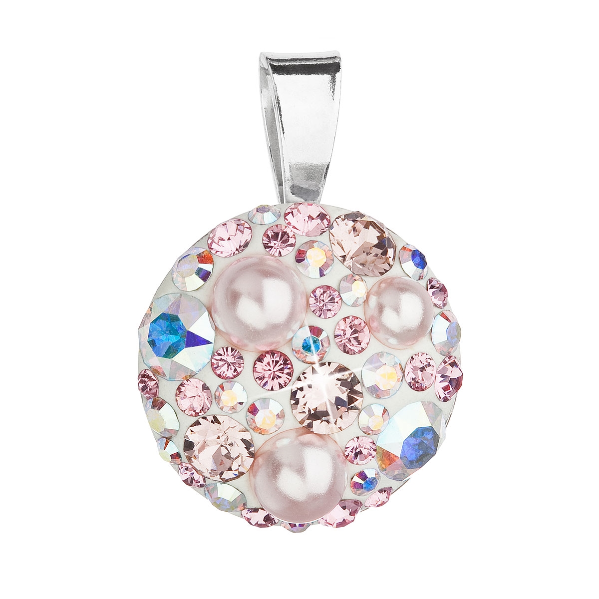 Strieborný prívesok s kameňmi Crystals from Swarovski ® Rose AB