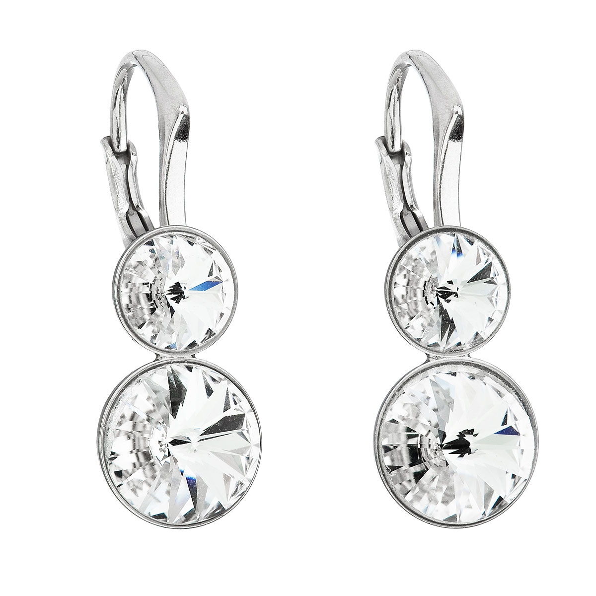 Dvojité strieborné náušnice s kameňmi Crystals from Swarovski ® Crystal
