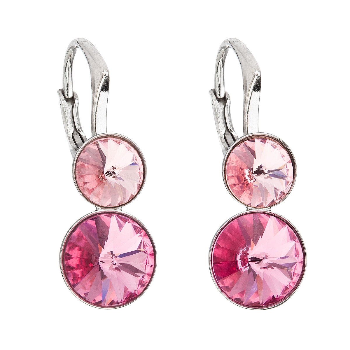 Dvojité strieborné náušnice s kameňmi Crystals from Swarovski ® Rose