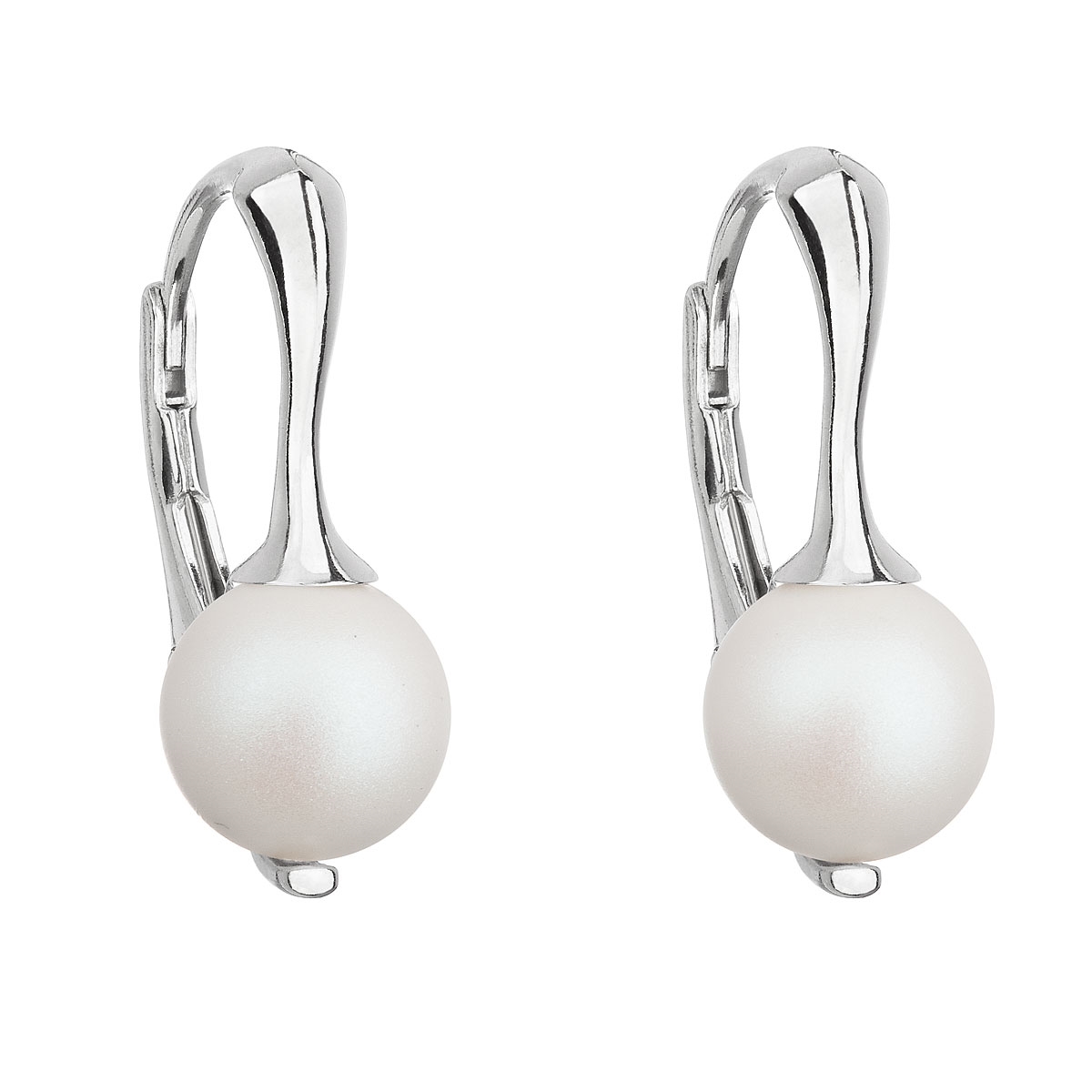 Strieborné náušnice s matnými perlami Crystals from Swarovski ® White