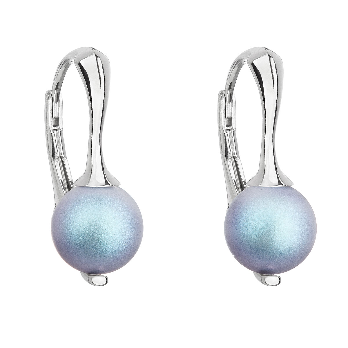 Strieborné náušnice s matnými perlami Crystals from Swarovski ® Light Blue