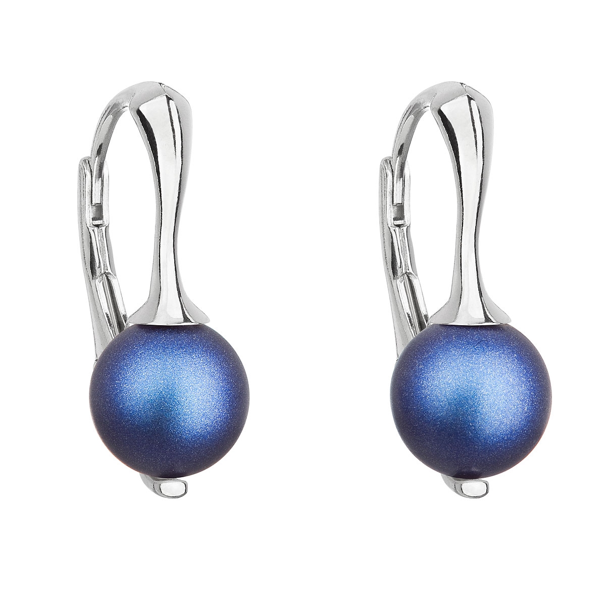 Strieborné náušnice s matnými perlami Crystals from Swarovski ® Dark Blue