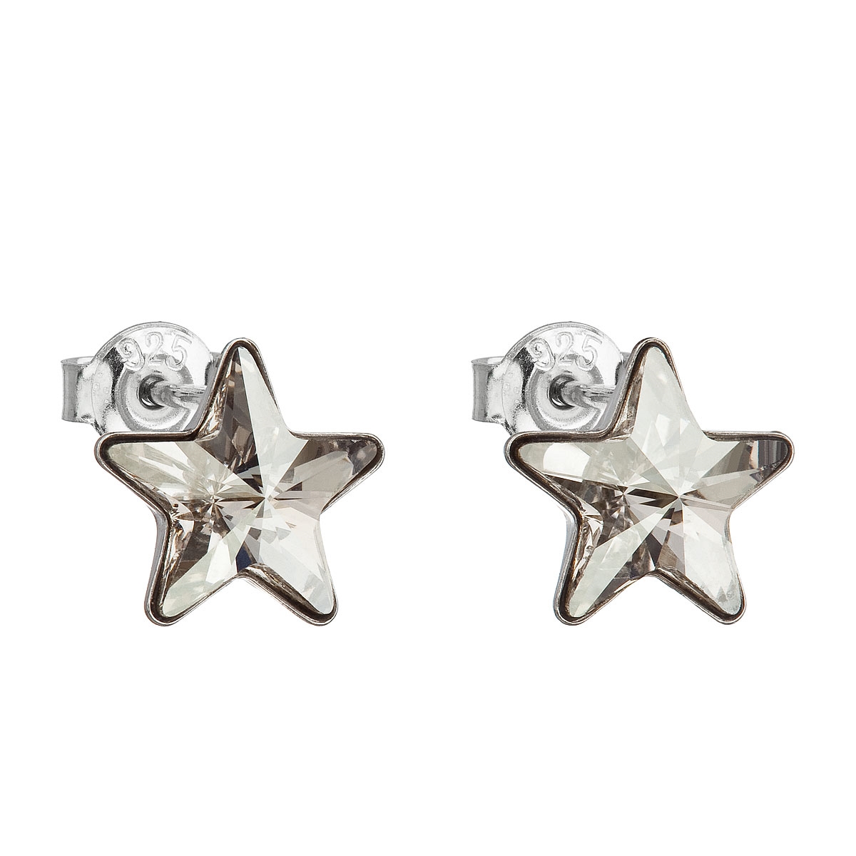 Strieborné náušnice hviezdy s kameňmi Crystals from Swarovski ® Silver Shade