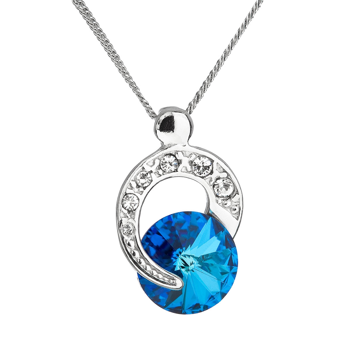 Strieborný prívesok s kameňmi Crystals from Swarovski ® Bermuda Blue