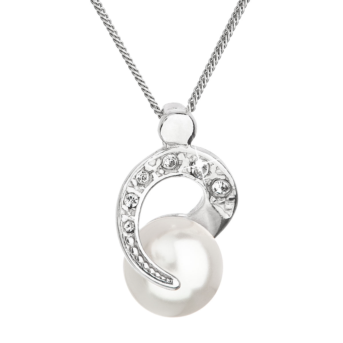 Stříbrný náhrdelník s perlou Crystals from Swarovski® EG4210