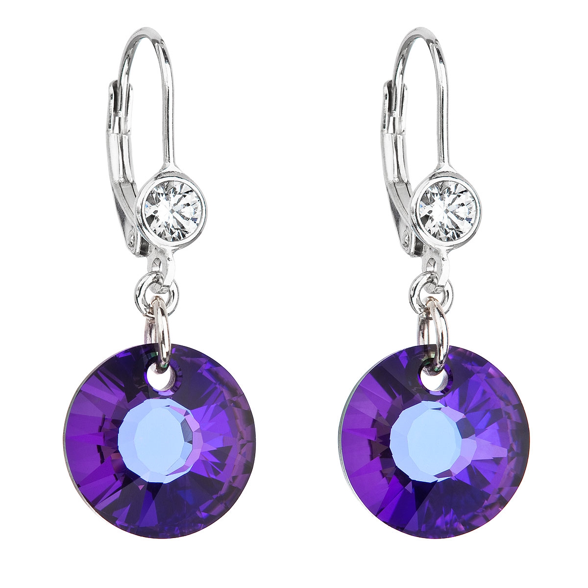 Strieborné náušnice visiace s kamienkami Crystals from Swarovski ® Heliotrope