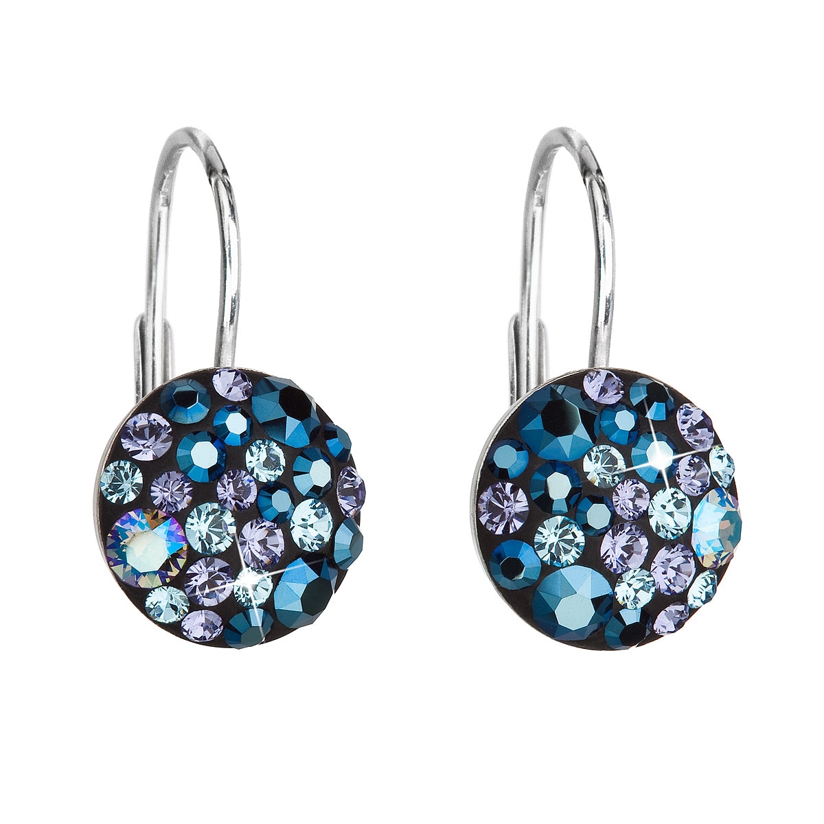 Strieborné náušnice s kameňmi Crystals from Swarovski ® Blue Style