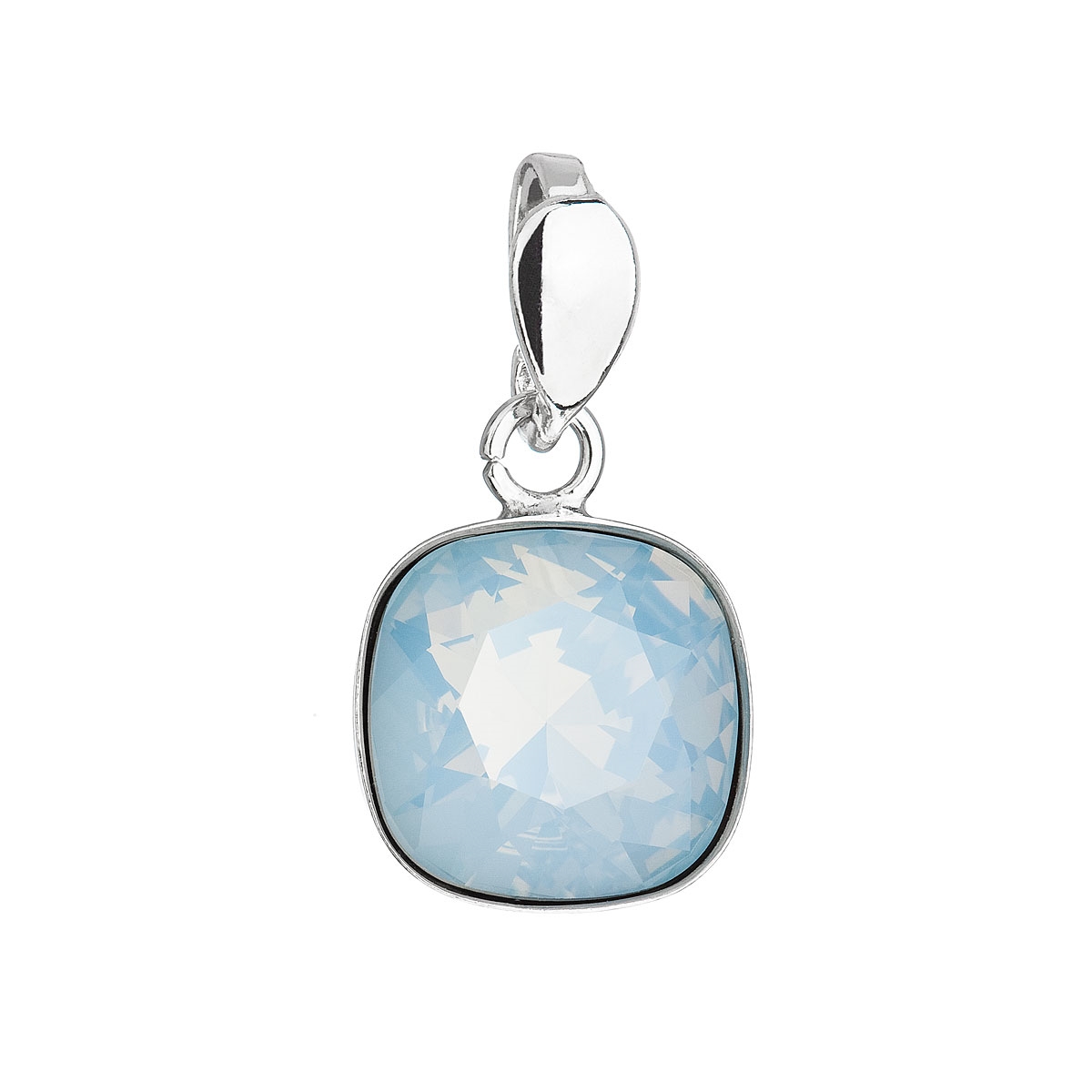Strieborný prívesok štvorec s kameňom Crystals from Swarovski ® Blue Opal