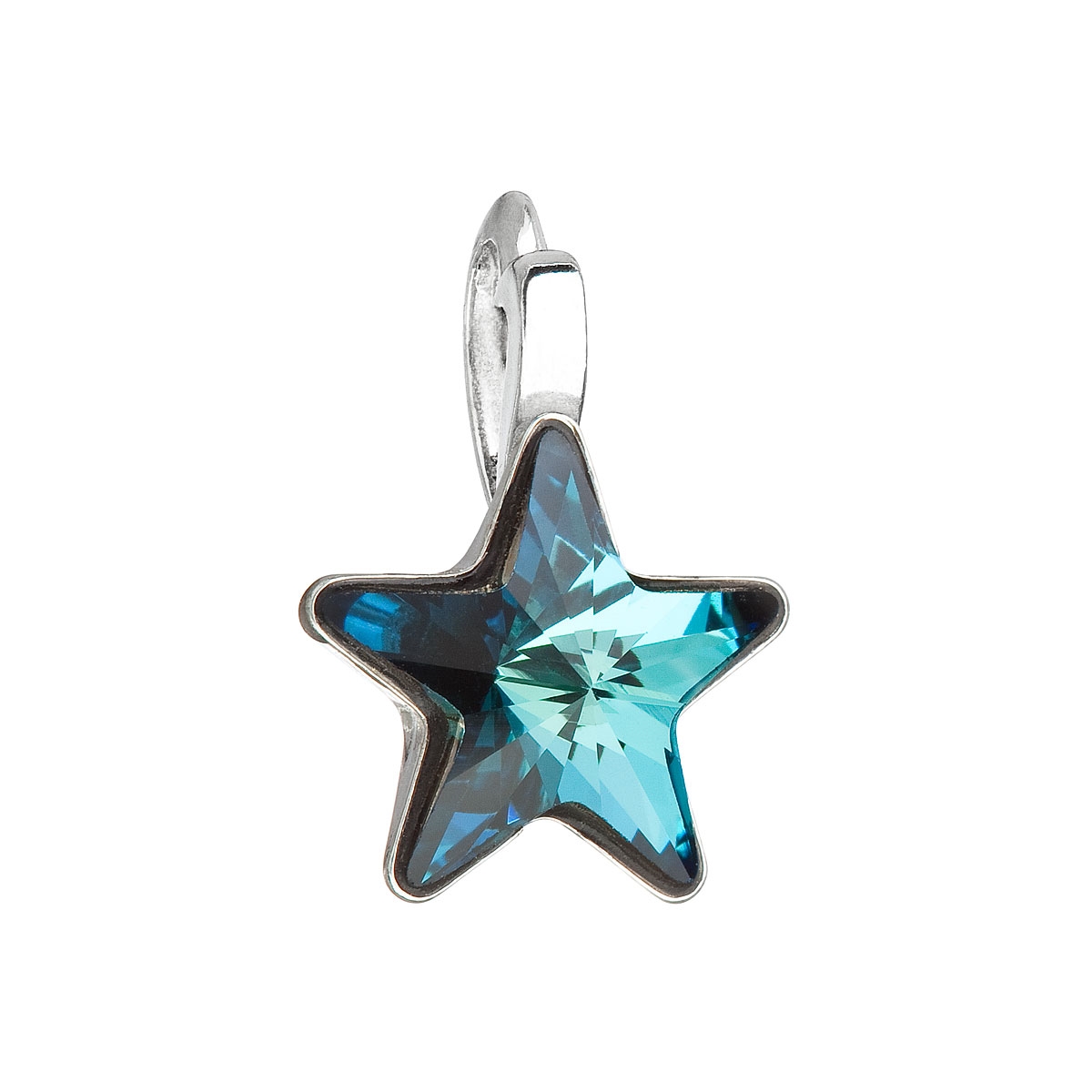 Strieborný prívesok hviezda s kameňom Crystals from Swarovski ® Bermuda Blue