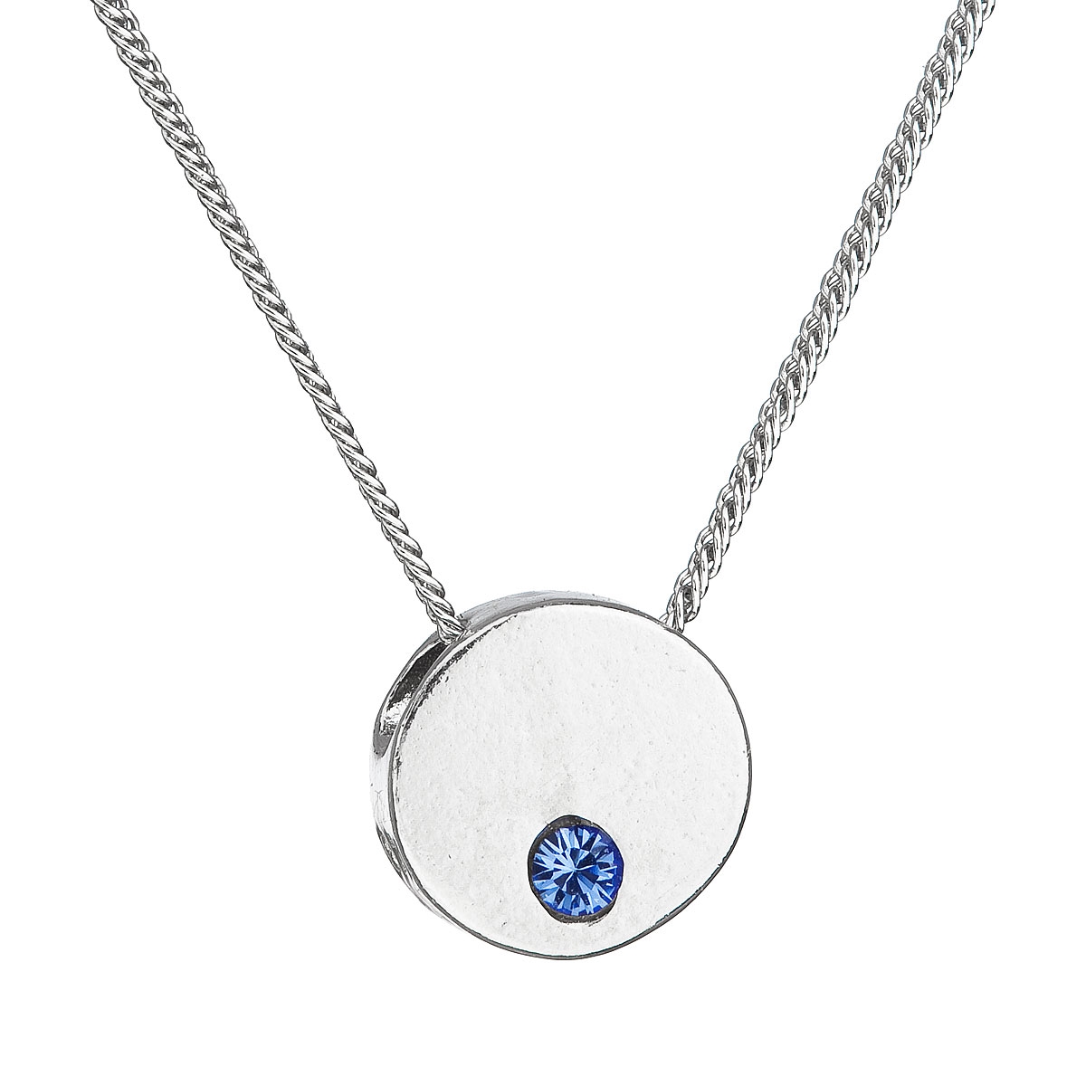 Strieborný náhrdelník koliesko s Crystals from Swarovski ® Blue