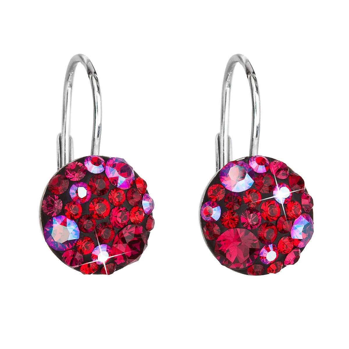 Strieborné náušnice s kameňmi Crystals from Swarovski ® Cherry