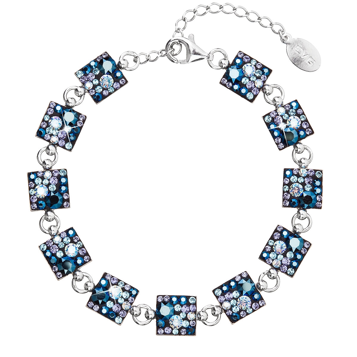 Strieborný náramok s kryštálmi Crystals from Swarovski ® Blue Style